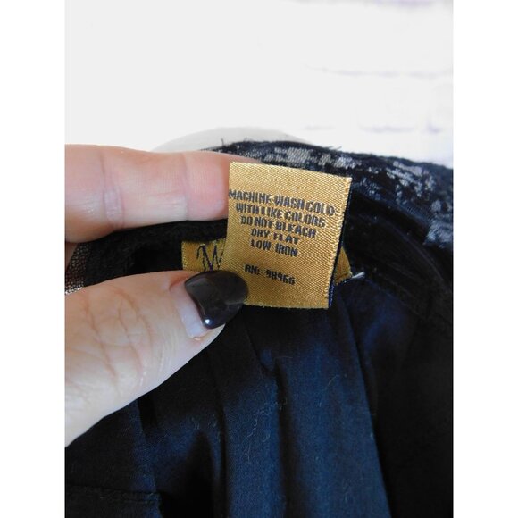 Midnight Velvet Black Button-Down Long Tunic Shirt With Lace Sleeves & Back Size - Picture 11 of 11